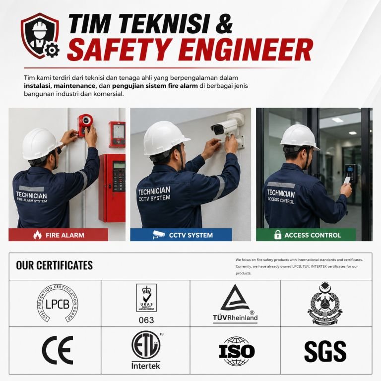 Tim teknisi fire alarm dan safety engineer profesional