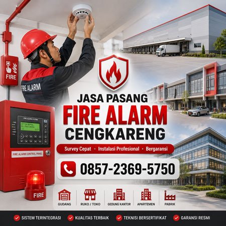 Jasa pasang fire alarm Cengkareng Jakarta Barat profesional untuk gudang, gedung, kantor, apartemen, dan area komersial.