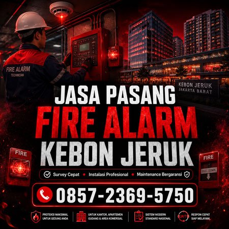Jasa pasang fire alarm Kebon Jeruk Jakarta Barat profesional untuk gedung, kantor, apartemen, gudang, dan area komersial.