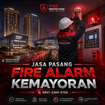 Jasa pasang fire alarm Kemayoran Jakarta Pusat profesional untuk hotel, apartemen, gedung kantor, dan area komersial.